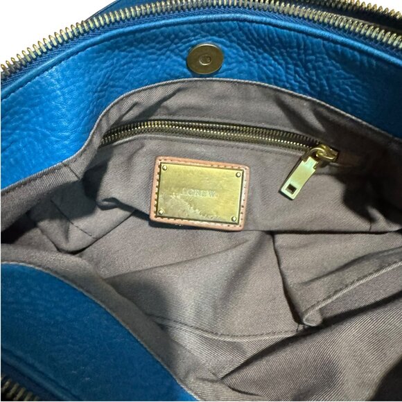 J.Crew Biennial Hobo Pebbled Leather. 100% Leather, Blue. pre owned - Picture 8 of 13